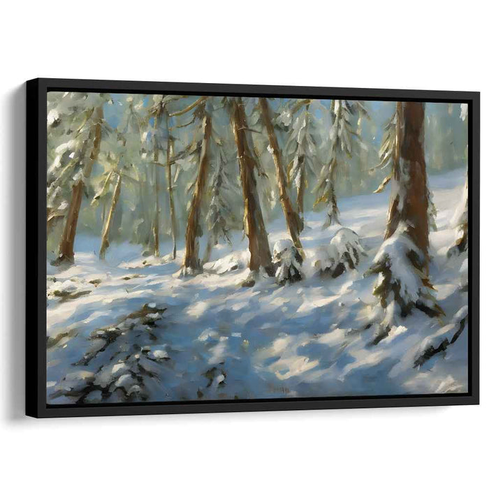 Winter's Brush Dance: Impressionist-Inspired Snowy Landscape Canvas Art