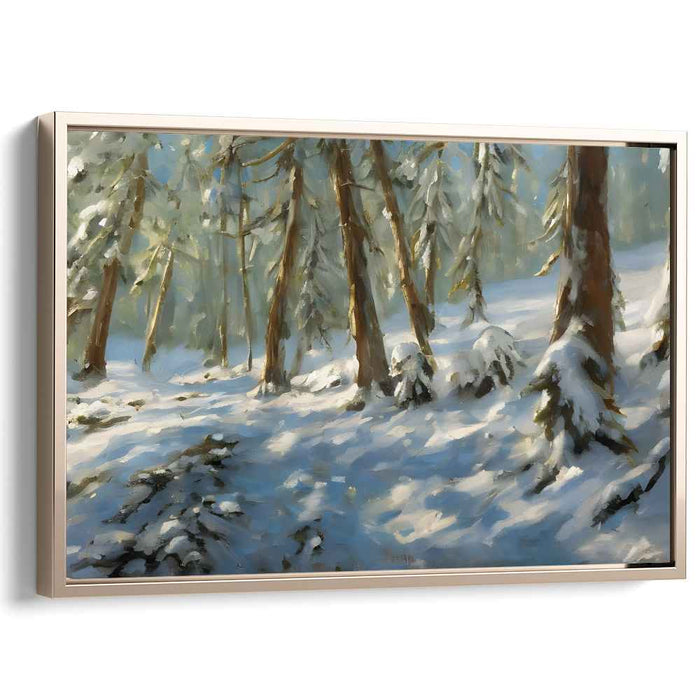 Winter's Brush Dance: Impressionist-Inspired Snowy Landscape Canvas Art