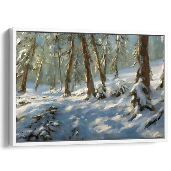 Winter's Brush Dance: Impressionist-Inspired Snowy Landscape Canvas Art