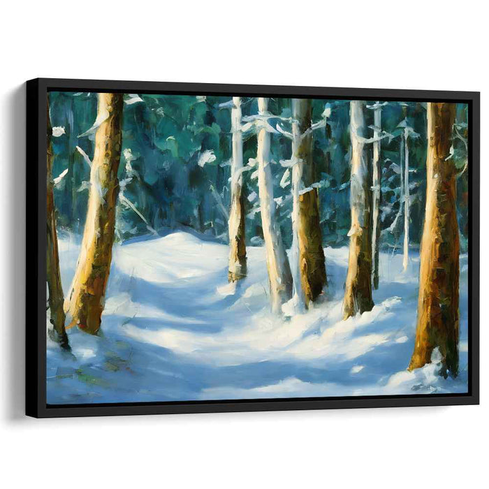 Icy Woods Whispers: Impressionist Snowy Forest Canvas Art Print