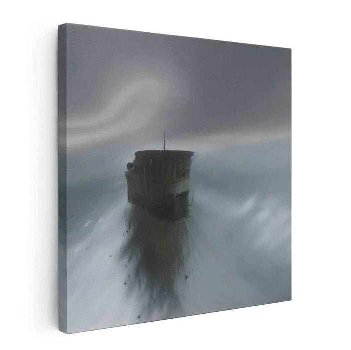 Mystic Drift: Surreal Ship in Ethereal Waters Canvas Art Print