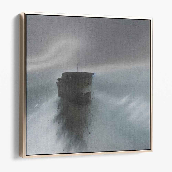 Mystic Drift: Surreal Ship in Ethereal Waters Canvas Art Print