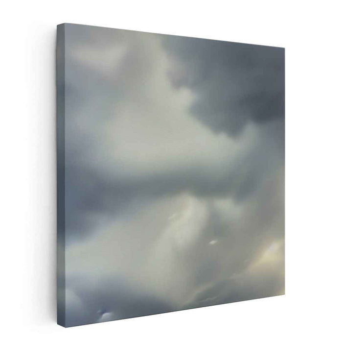 Silent Drifters: Ethereal Gray Cloudscape Canvas Art Print