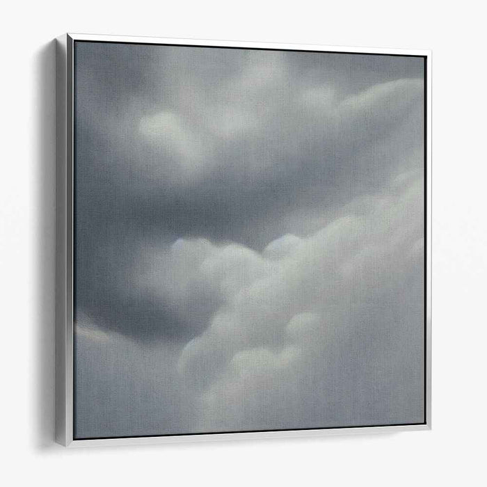 Whispers of Silver Sky: Impressionist Cloudscape in Grays and Whites Canvas Art Print