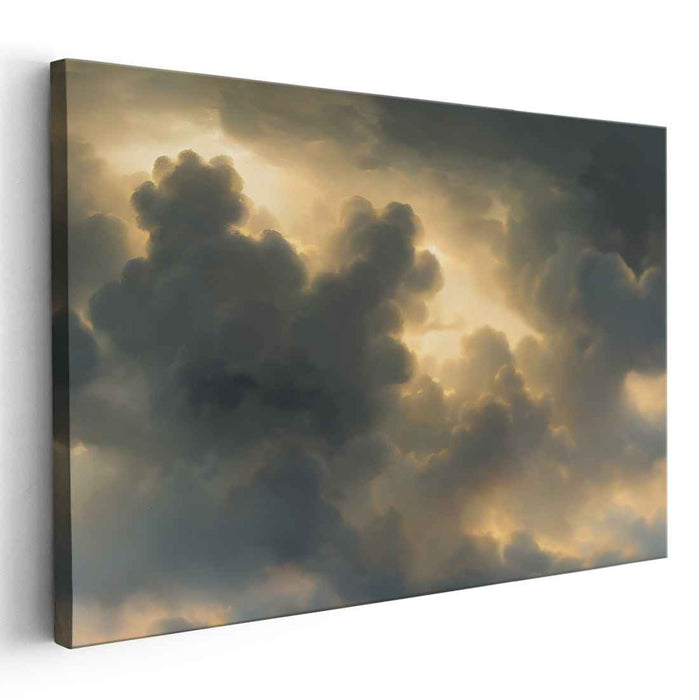 Ethereal Storm Dance: Hyper-Realistic Dramatic Cloudscape Canvas Art Print