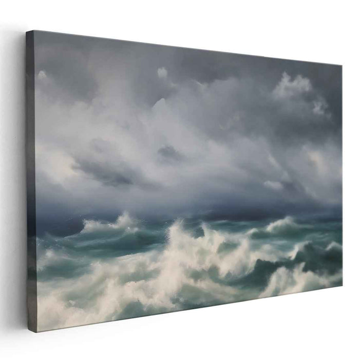 Aquatic Drama: Dramatic Turquoise Seascape Canvas Art