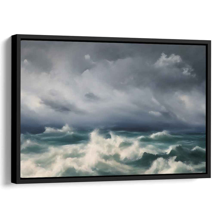 Aquatic Drama: Dramatic Turquoise Seascape Canvas Art