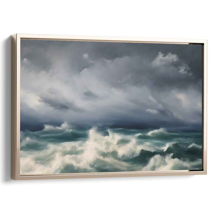 Aquatic Drama: Dramatic Turquoise Seascape Canvas Art