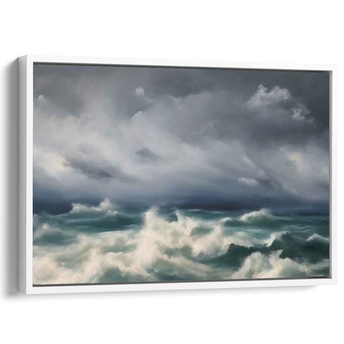 Aquatic Drama: Dramatic Turquoise Seascape Canvas Art