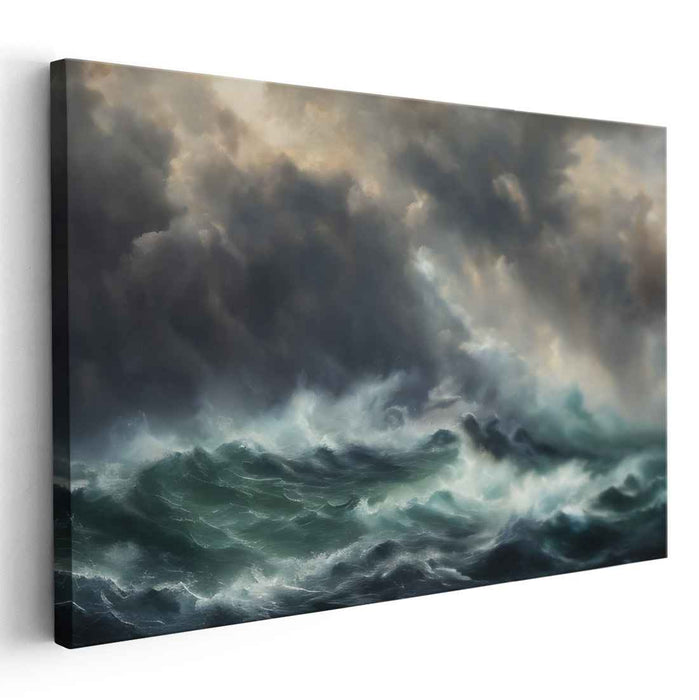 Roaring Abyss: Dramatic Oceanic Waves Canvas Art Print