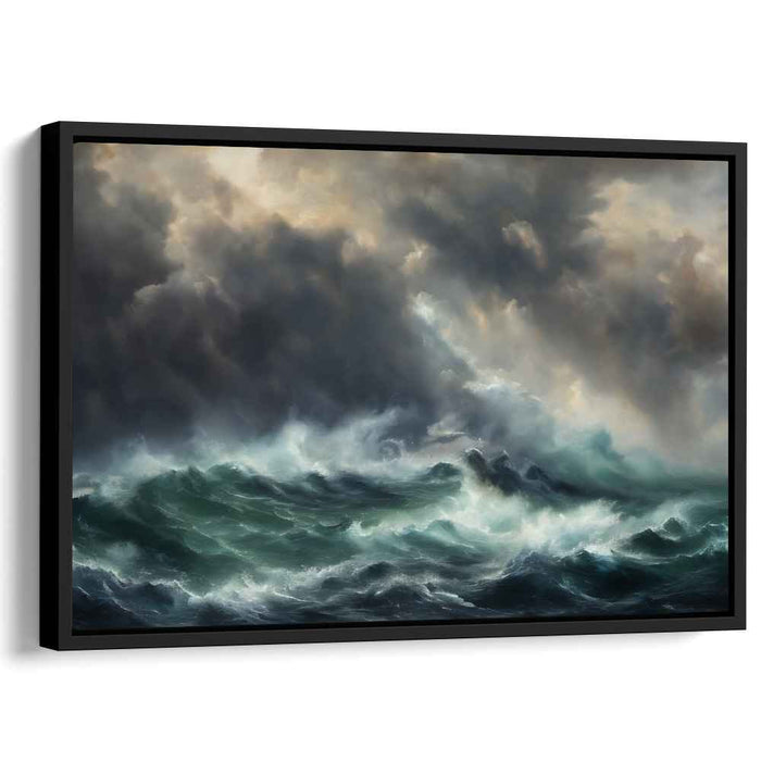 Roaring Abyss: Dramatic Oceanic Waves Canvas Art Print