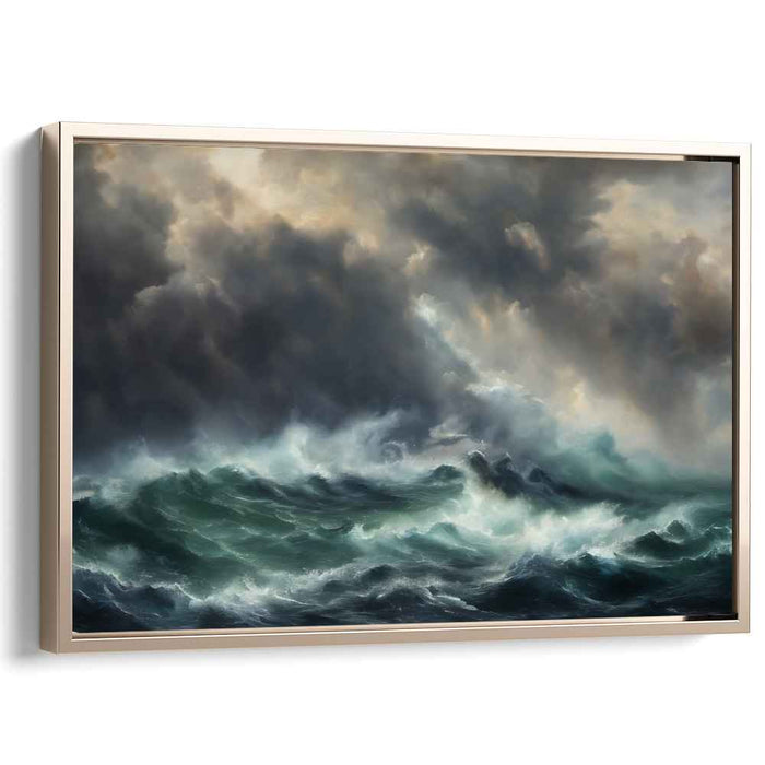 Roaring Abyss: Dramatic Oceanic Waves Canvas Art Print
