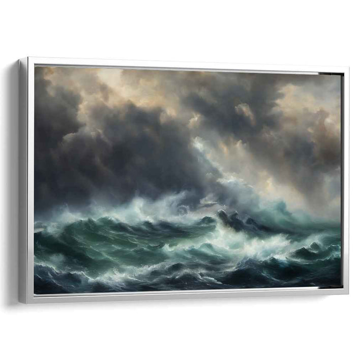 Roaring Abyss: Dramatic Oceanic Waves Canvas Art Print