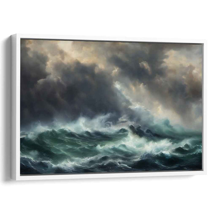 Roaring Abyss: Dramatic Oceanic Waves Canvas Art Print