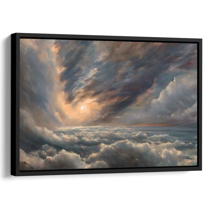 Ethereal Sun Glow Symphony: Romantic Sky with Radiant Sun Canvas Art Print
