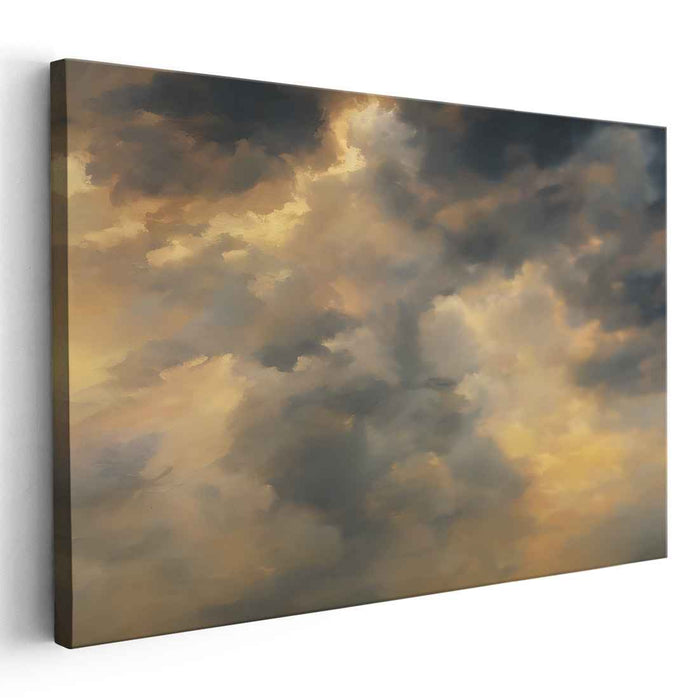 Celestial Illumination: Golden Light and Cloud Dynamics Canvas Art Print