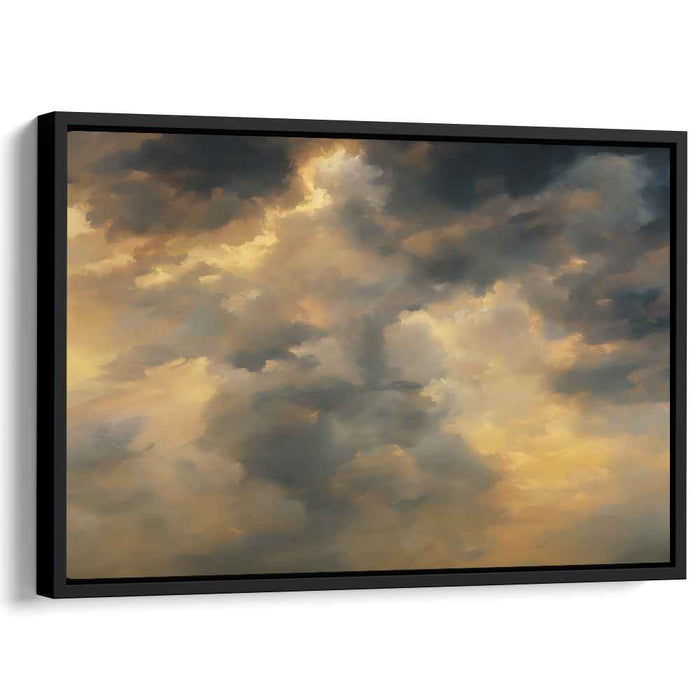 Celestial Illumination: Golden Light and Cloud Dynamics Canvas Art Print