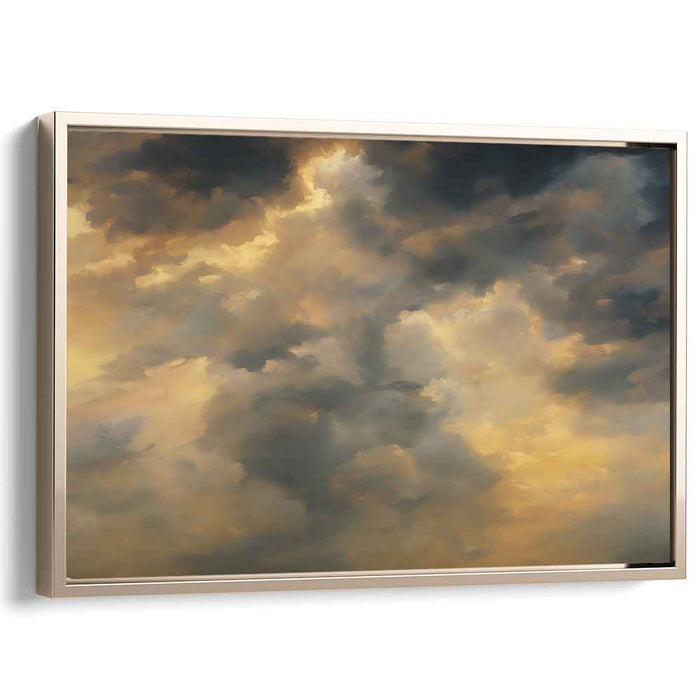 Celestial Illumination: Golden Light and Cloud Dynamics Canvas Art Print