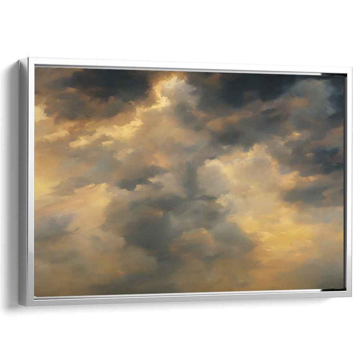 Celestial Illumination: Golden Light and Cloud Dynamics Canvas Art Print