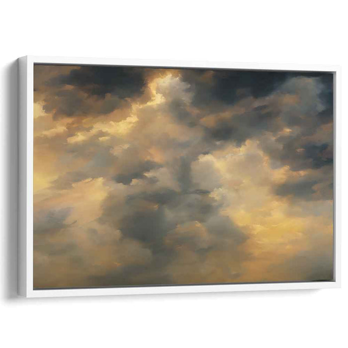 Celestial Illumination: Golden Light and Cloud Dynamics Canvas Art Print