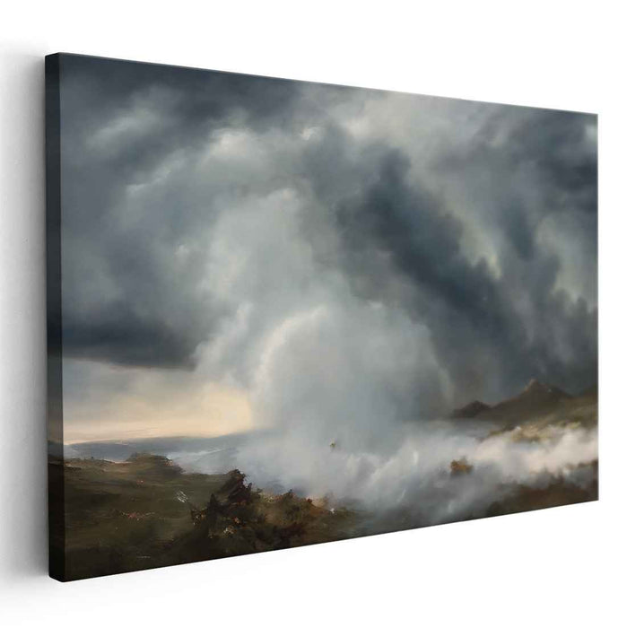 Tempest Over the Moors: Romantic Storm Landscape Canvas Art