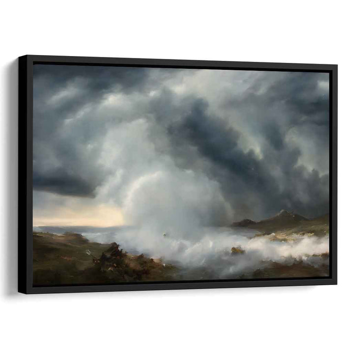 Tempest Over the Moors: Romantic Storm Landscape Canvas Art