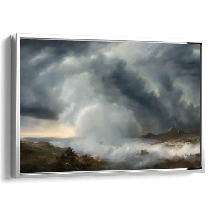 Tempest Over the Moors: Romantic Storm Landscape Canvas Art