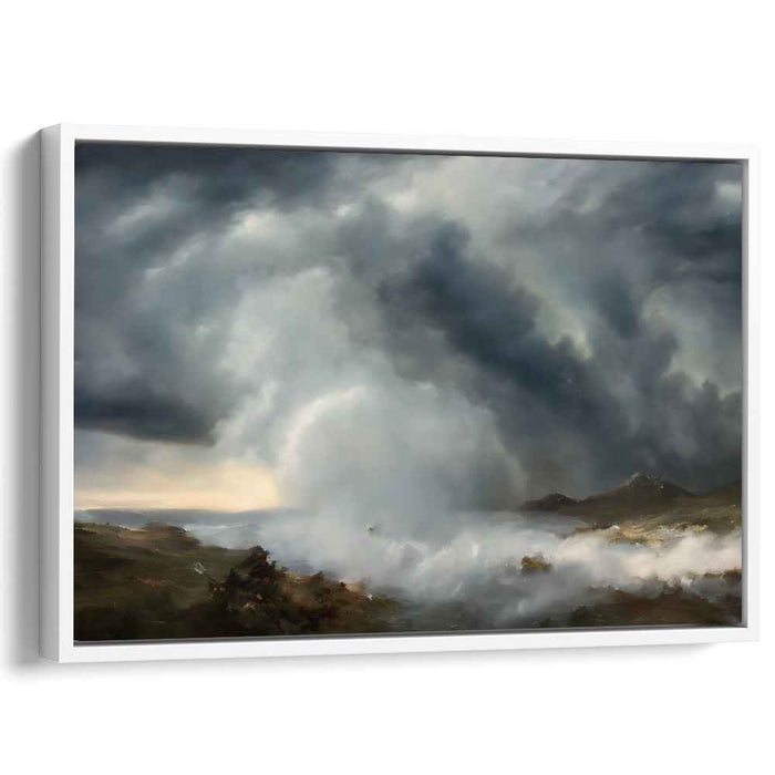 Tempest Over the Moors: Romantic Storm Landscape Canvas Art