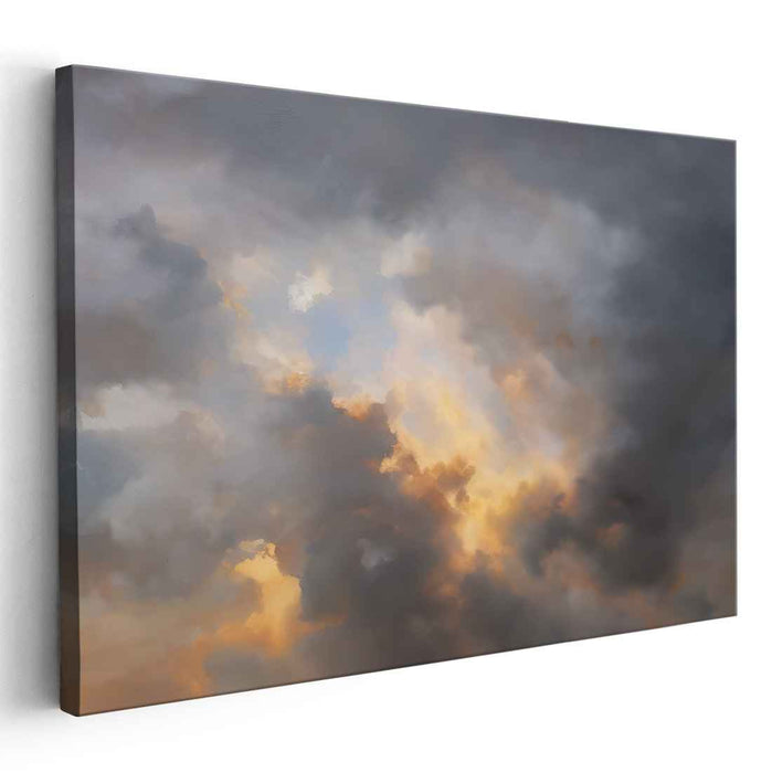 Blaze Over Urban Horizons: Abstract Skyline Canvas Art with Fiery Sunset Hues