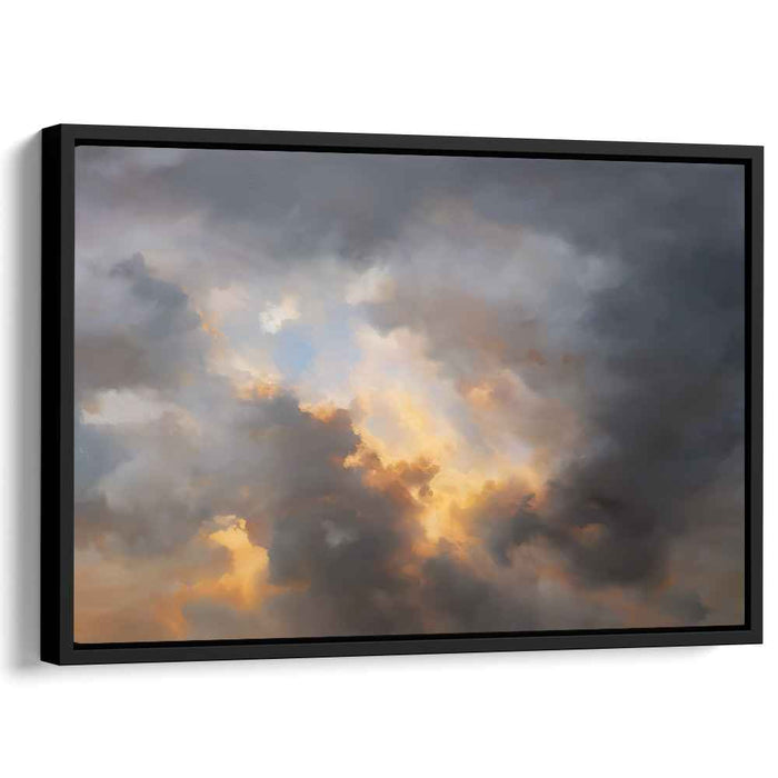 Blaze Over Urban Horizons: Abstract Skyline Canvas Art with Fiery Sunset Hues