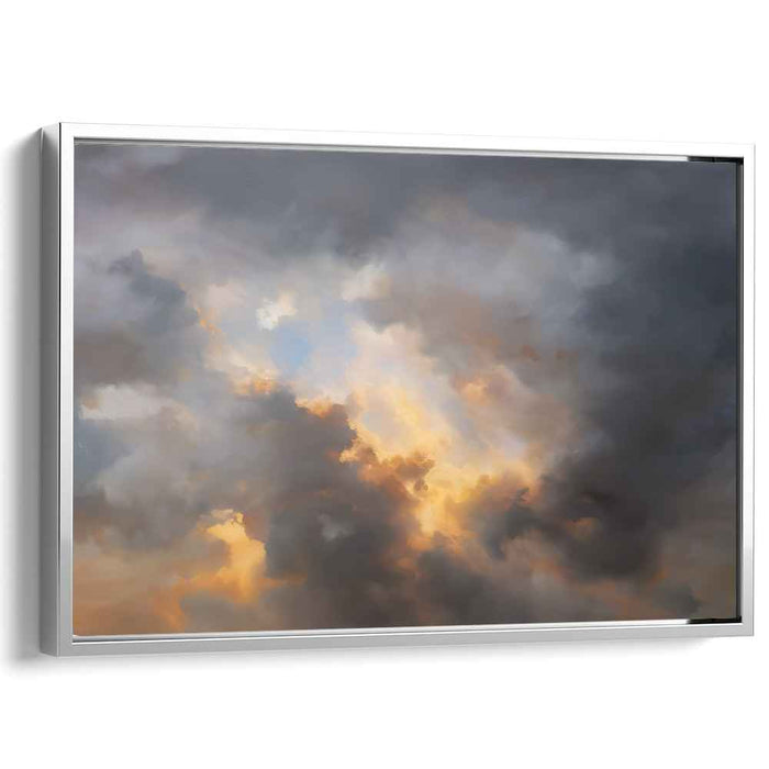 Blaze Over Urban Horizons: Abstract Skyline Canvas Art with Fiery Sunset Hues