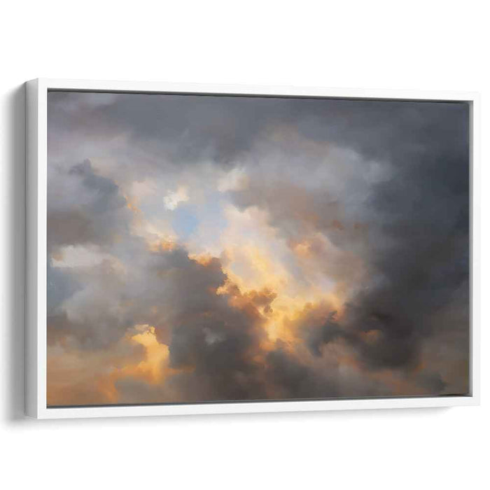 Blaze Over Urban Horizons: Abstract Skyline Canvas Art with Fiery Sunset Hues