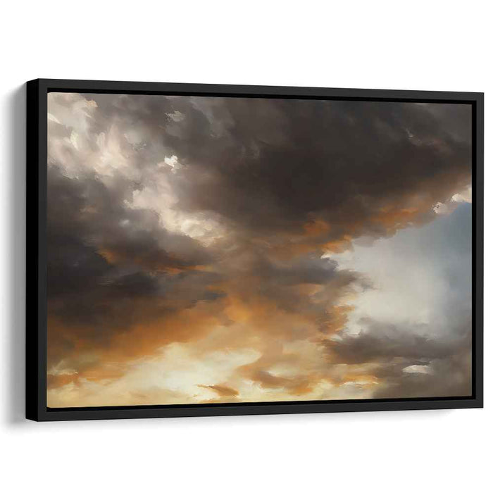 Ember Whispers Painting: Fiery Orange and Stormy Gray Canvas Art Print