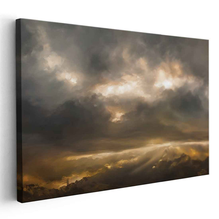 Everlasting Glow: Romantic Sky with Golden Sunlight Canvas Art