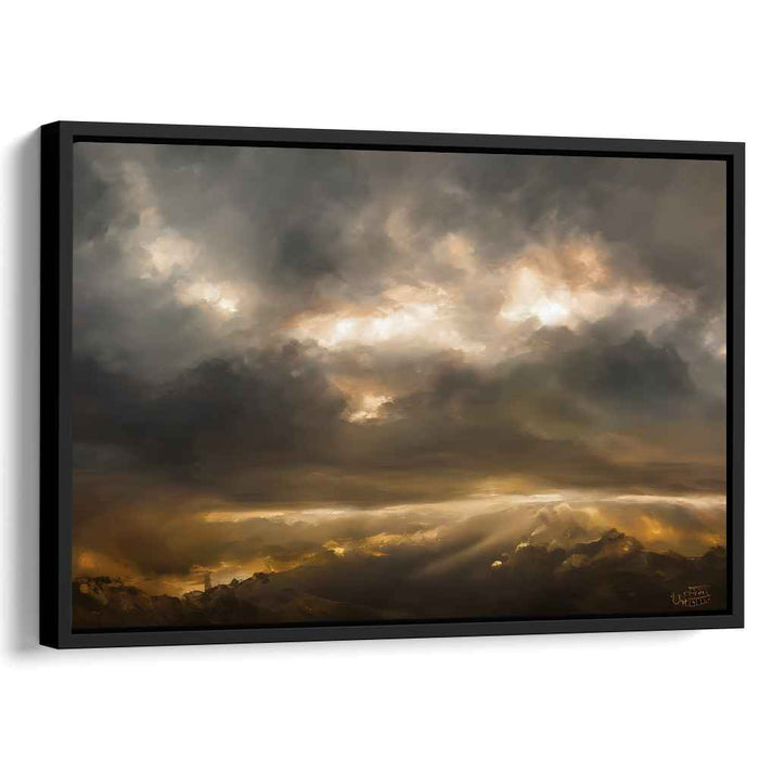 Everlasting Glow: Romantic Sky with Golden Sunlight Canvas Art