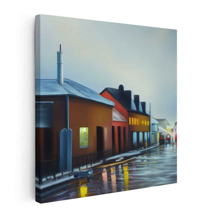 Rainy Twilight: Urban Serenity in Oils