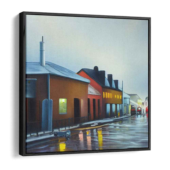 Rainy Twilight: Urban Serenity in Oils