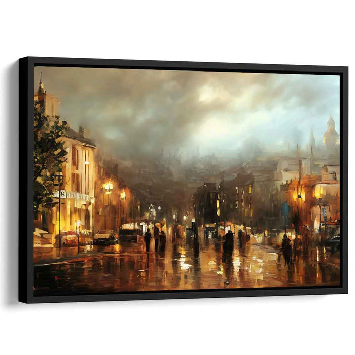 Twilight Urban Glow: Luminous Cityscape Evening Canvas Art