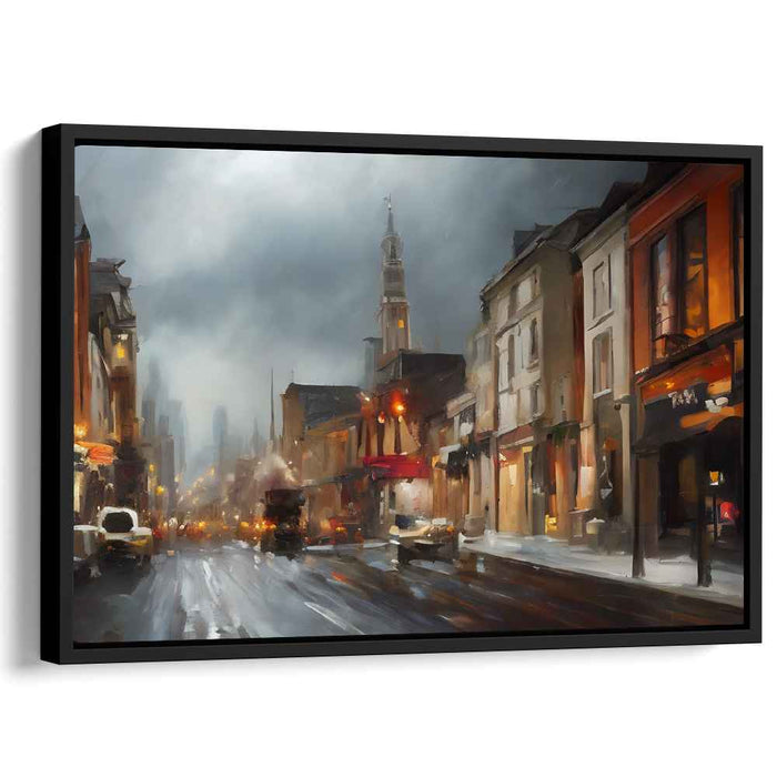 City Stroll Impressions: Impressionist Urban Street Scene Canvas Art Print