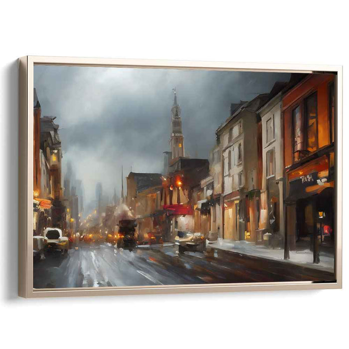 City Stroll Impressions: Impressionist Urban Street Scene Canvas Art Print