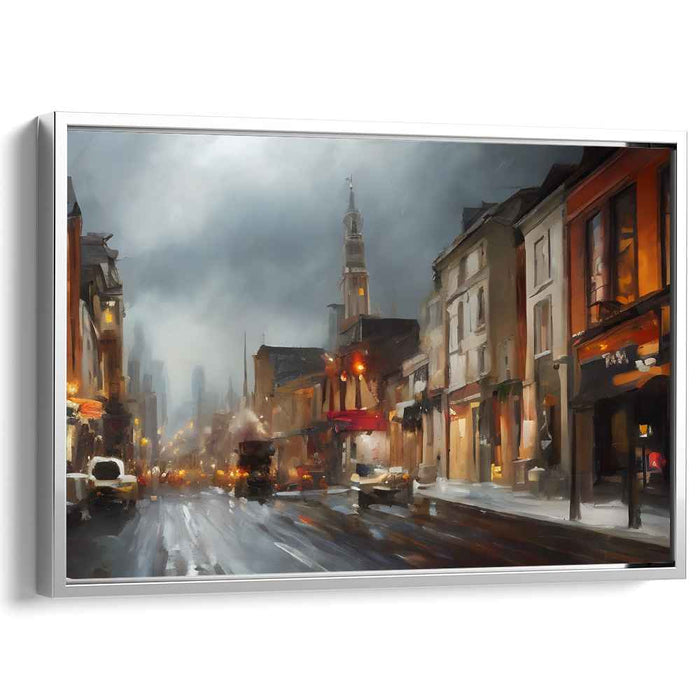 City Stroll Impressions: Impressionist Urban Street Scene Canvas Art Print