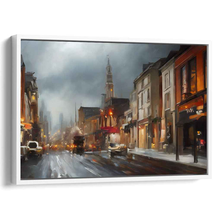 City Stroll Impressions: Impressionist Urban Street Scene Canvas Art Print