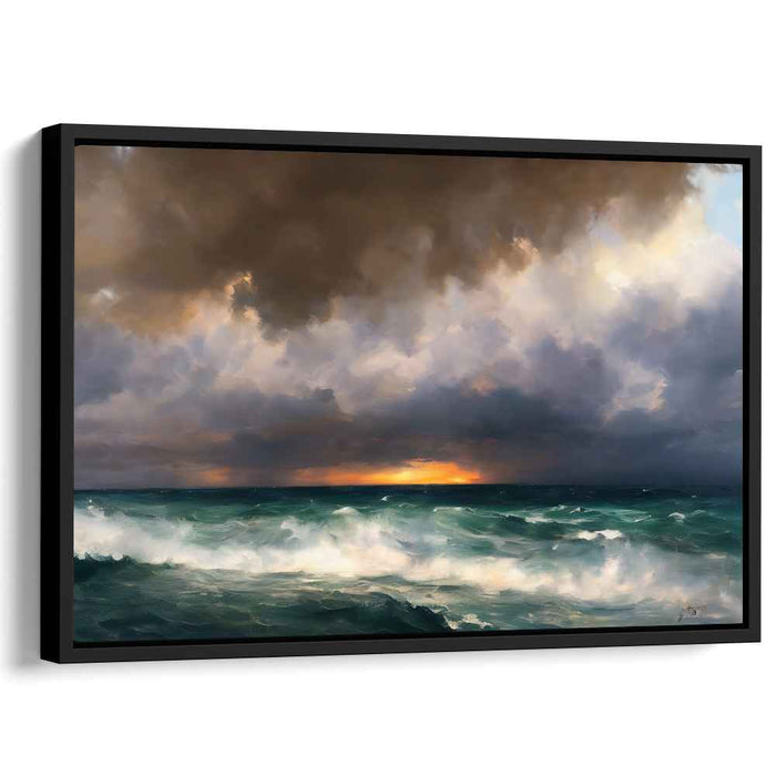 Dusk's Ocean Embrace: Dramatic Ocean Sunset Canvas Art Print