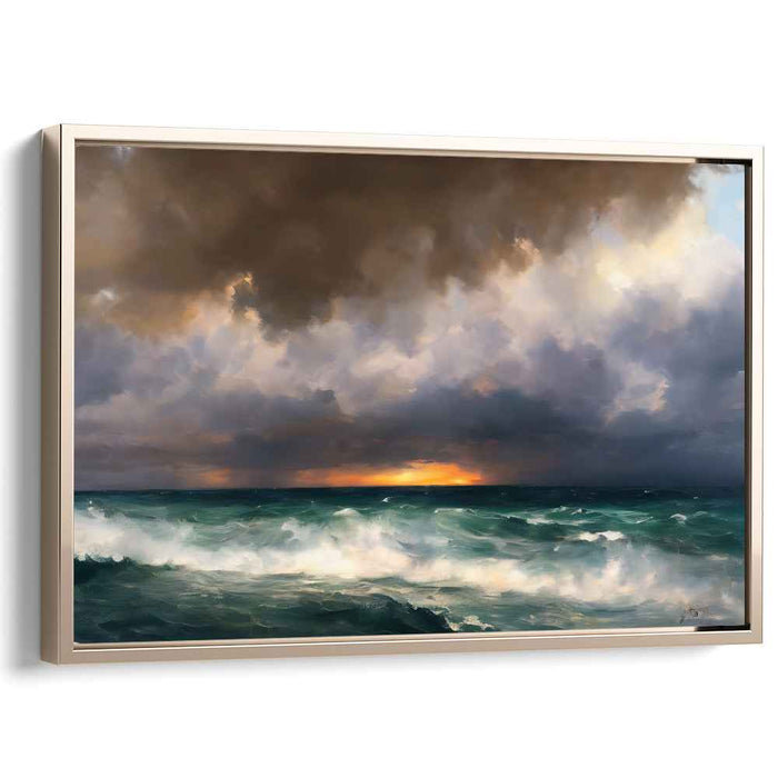 Dusk's Ocean Embrace: Dramatic Ocean Sunset Canvas Art Print