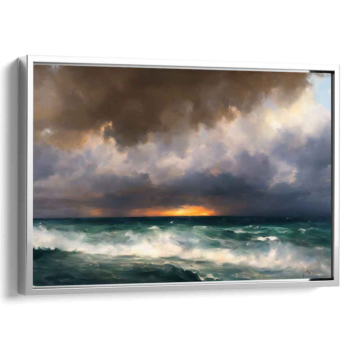 Dusk's Ocean Embrace: Dramatic Ocean Sunset Canvas Art Print