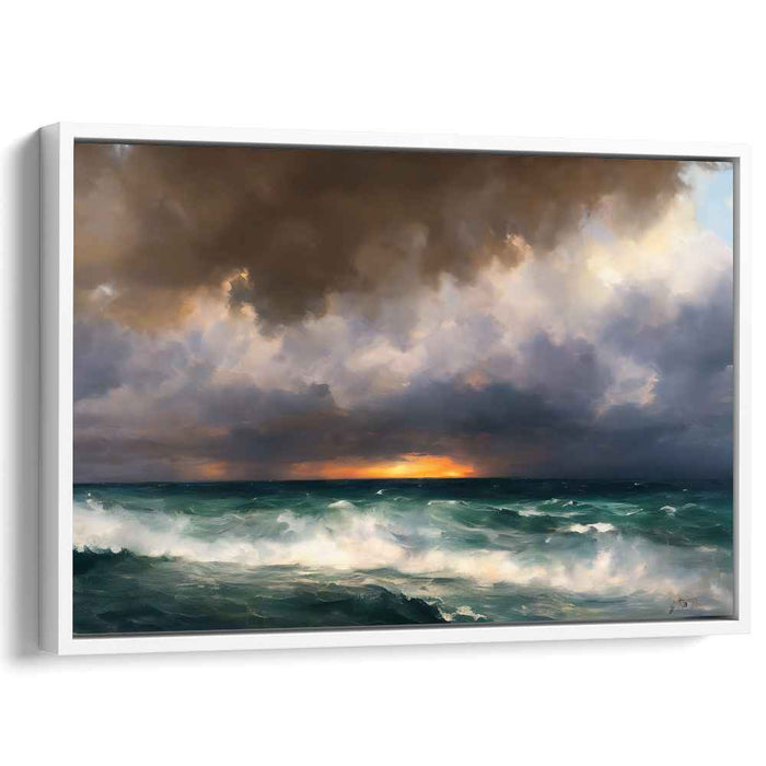 Dusk's Ocean Embrace: Dramatic Ocean Sunset Canvas Art Print