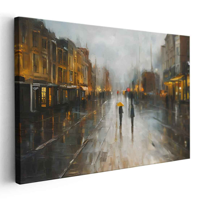 Cityscape Canvas Abstraction: Urban Impressionist Street Scene Canvas Art Print
