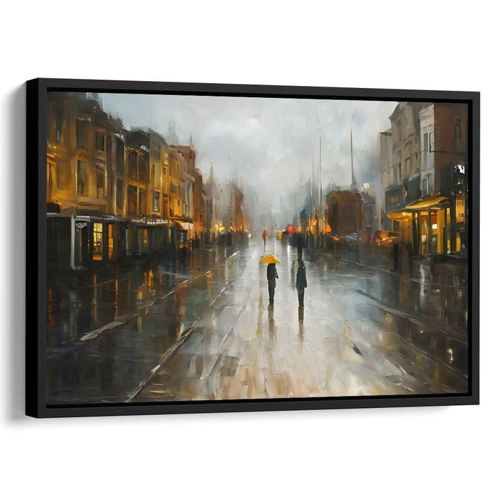 Cityscape Canvas Abstraction: Urban Impressionist Street Scene Canvas Art Print