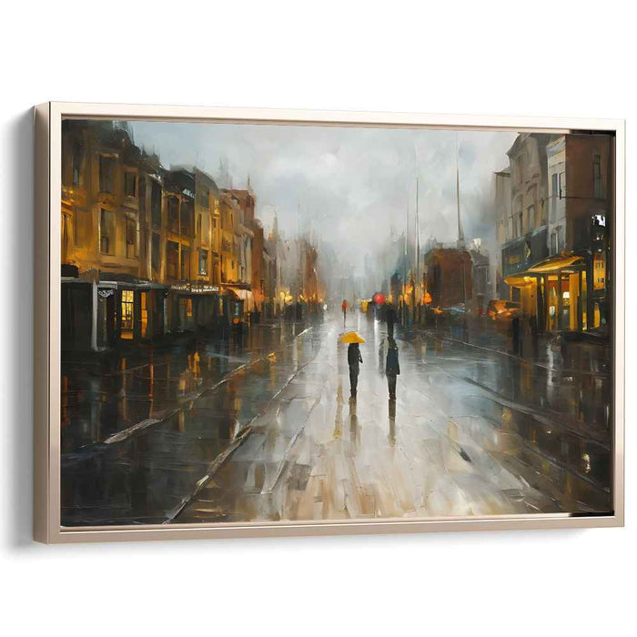 Cityscape Canvas Abstraction: Urban Impressionist Street Scene Canvas Art Print