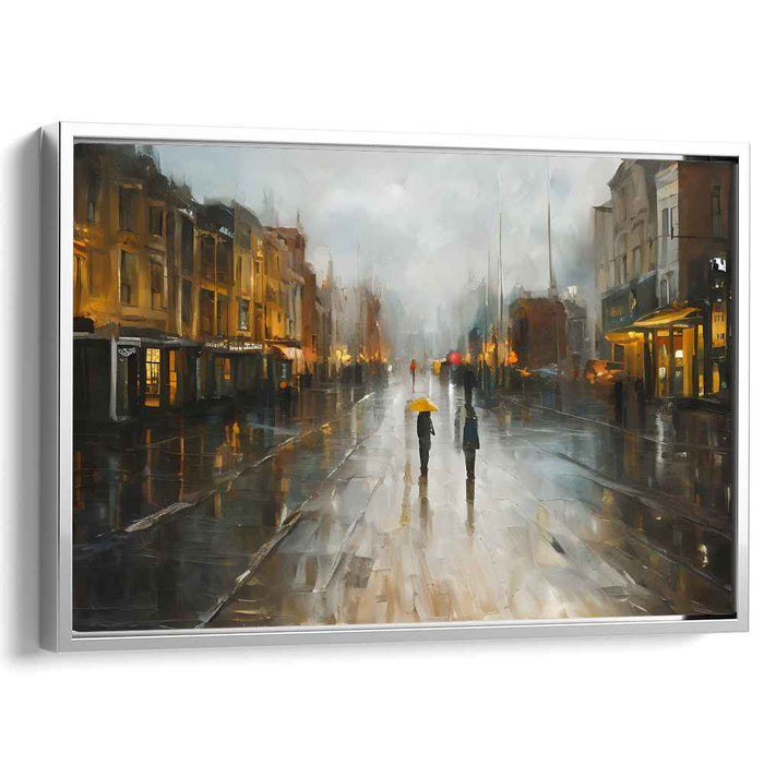 Cityscape Canvas Abstraction: Urban Impressionist Street Scene Canvas Art Print